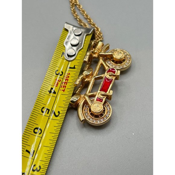 Vintage Swarovski Savvy Bicycle Pendant Necklace Crystals Red Enamel Signed Swan - Picture 11 of 11